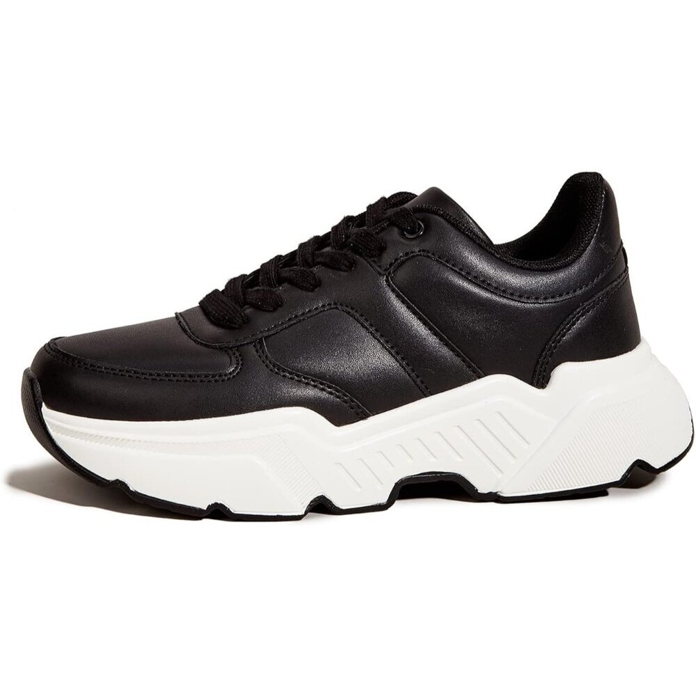 ⚡Women's Black Platform Chunky Sneakers Fashion Dad Sneakers Casual Lace Up